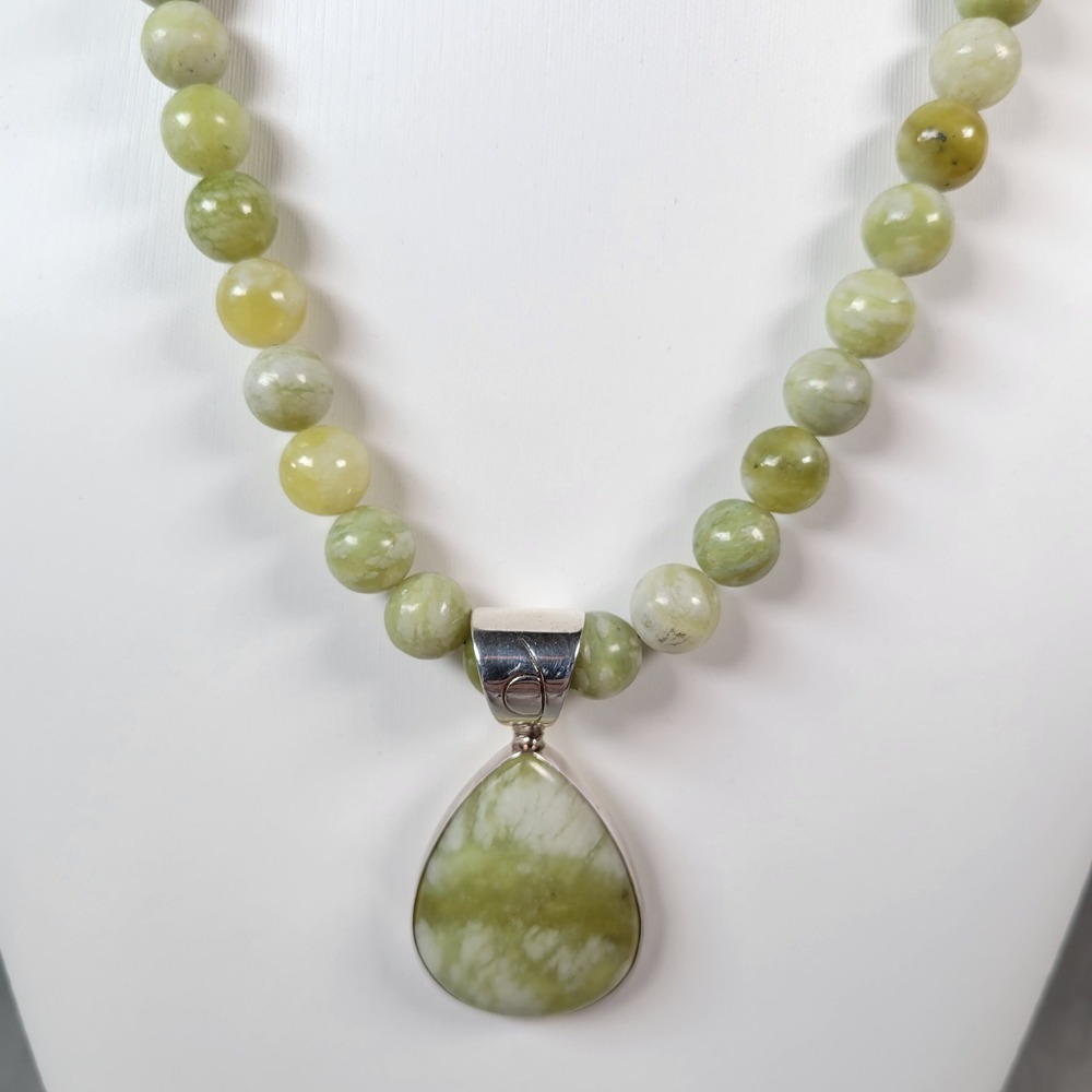Jay King DTR Sterling Silver Jade Dragon Serpentine Pendant Necklace